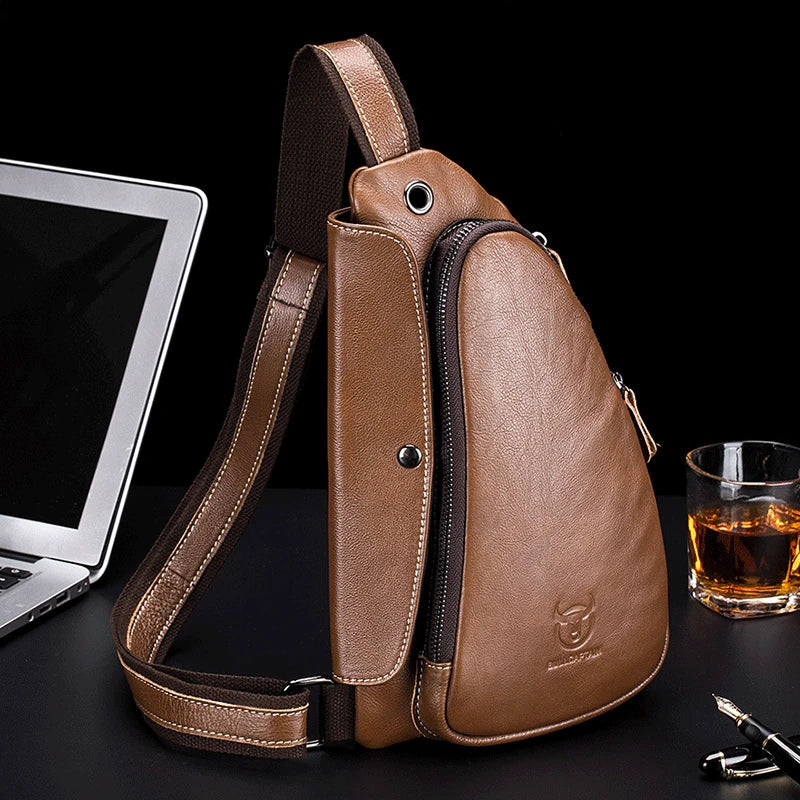 Shoulder Bag Masculina BullCaptain em Couro Modelo Saxon