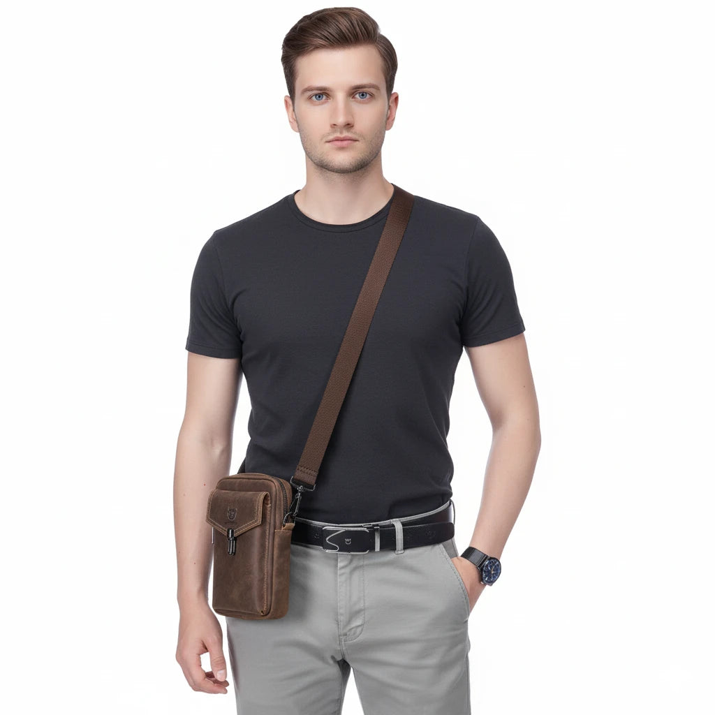 Pochete Masculina em Couro Lynel