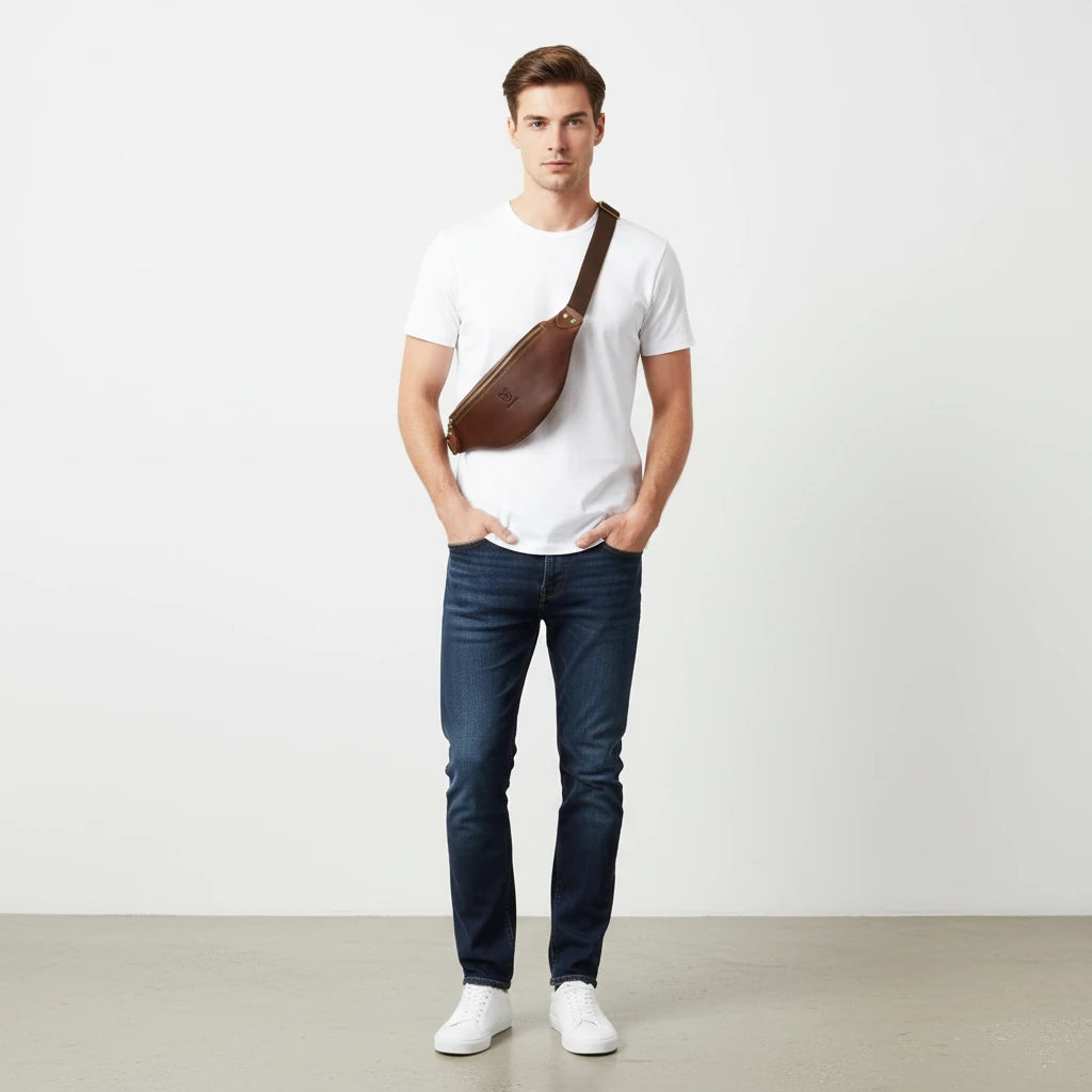 Pochete Masculina em Couro Modelo Marven