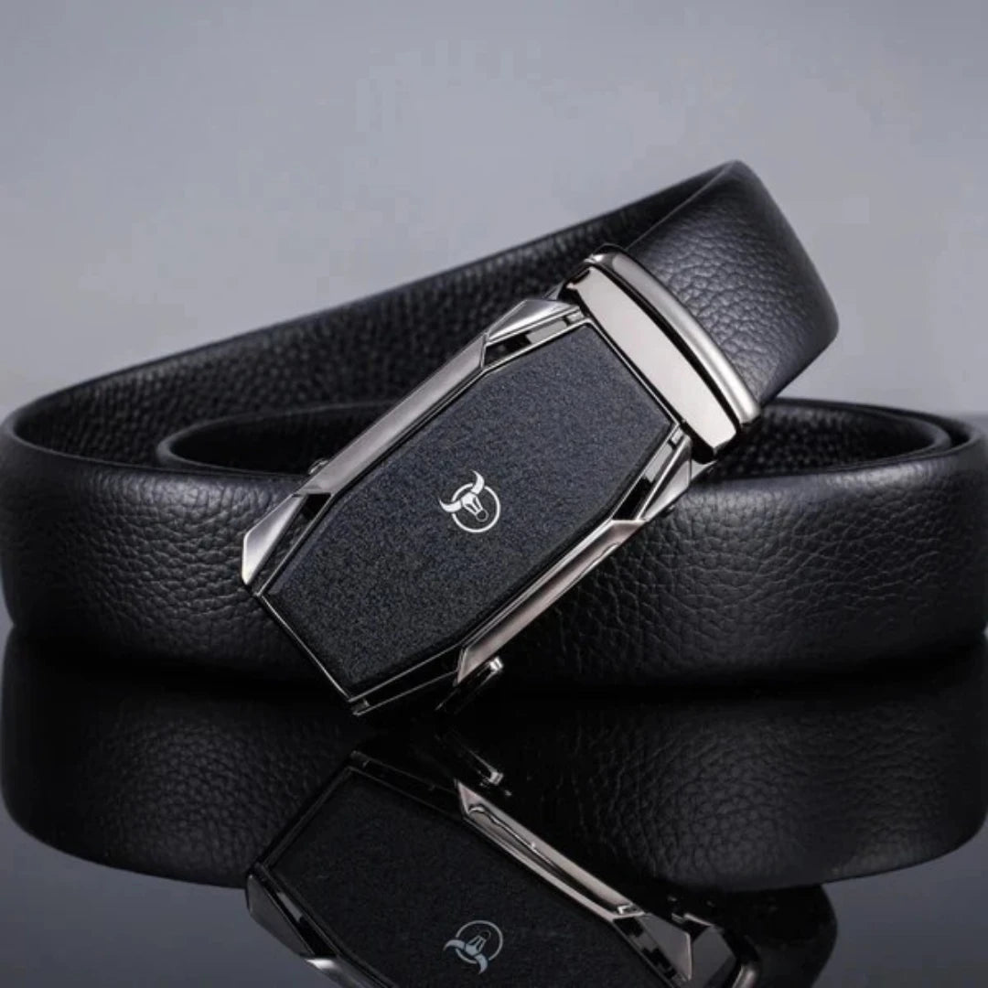 Cinto Masculino BullCaptain em Couro Legítimo Modelo Steel Black