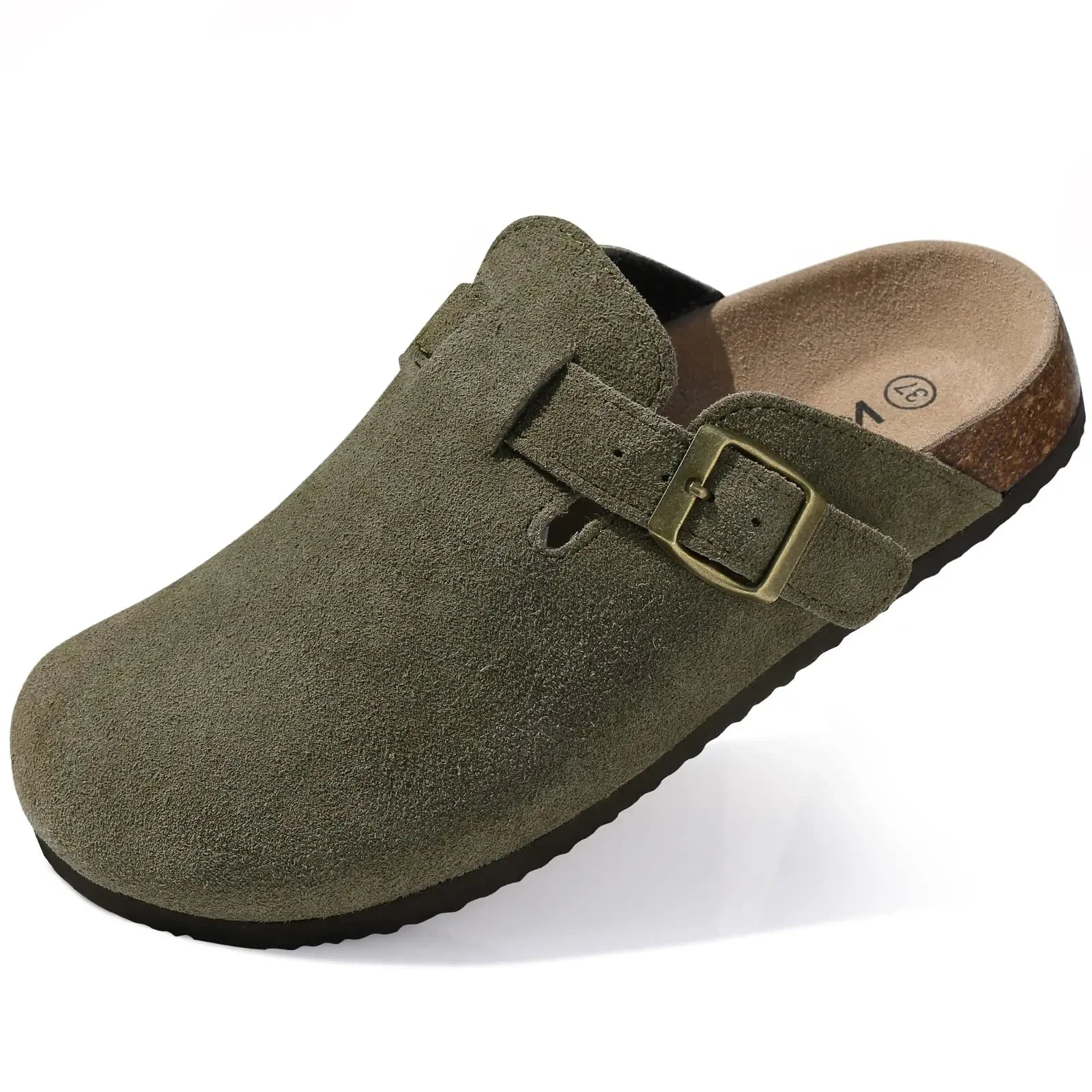 Sandália Papete Masculina em Couro Suede Canyon Verde