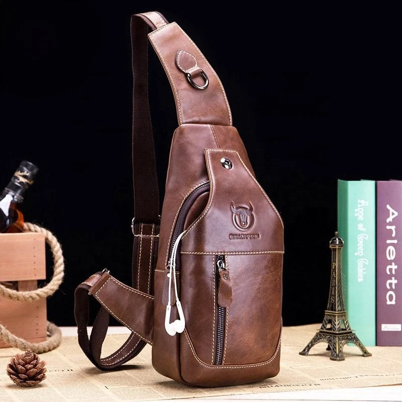 Bolsa Transversal Masculina BullCaptain em Couro Modelo Dante