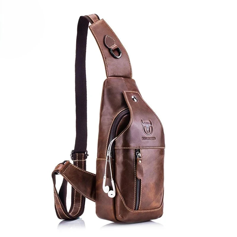 Bolsa Transversal Masculina BullCaptain em Couro Modelo Dante