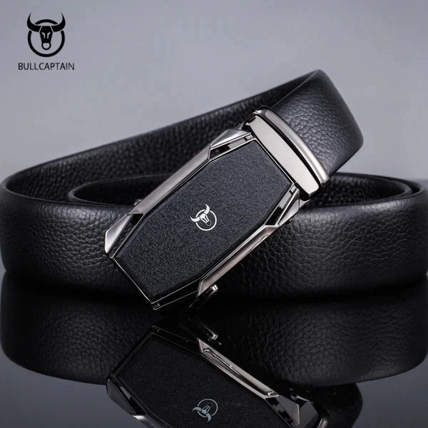 Cinto Masculino BullCaptain em Couro Legítimo Modelo Steel Black
