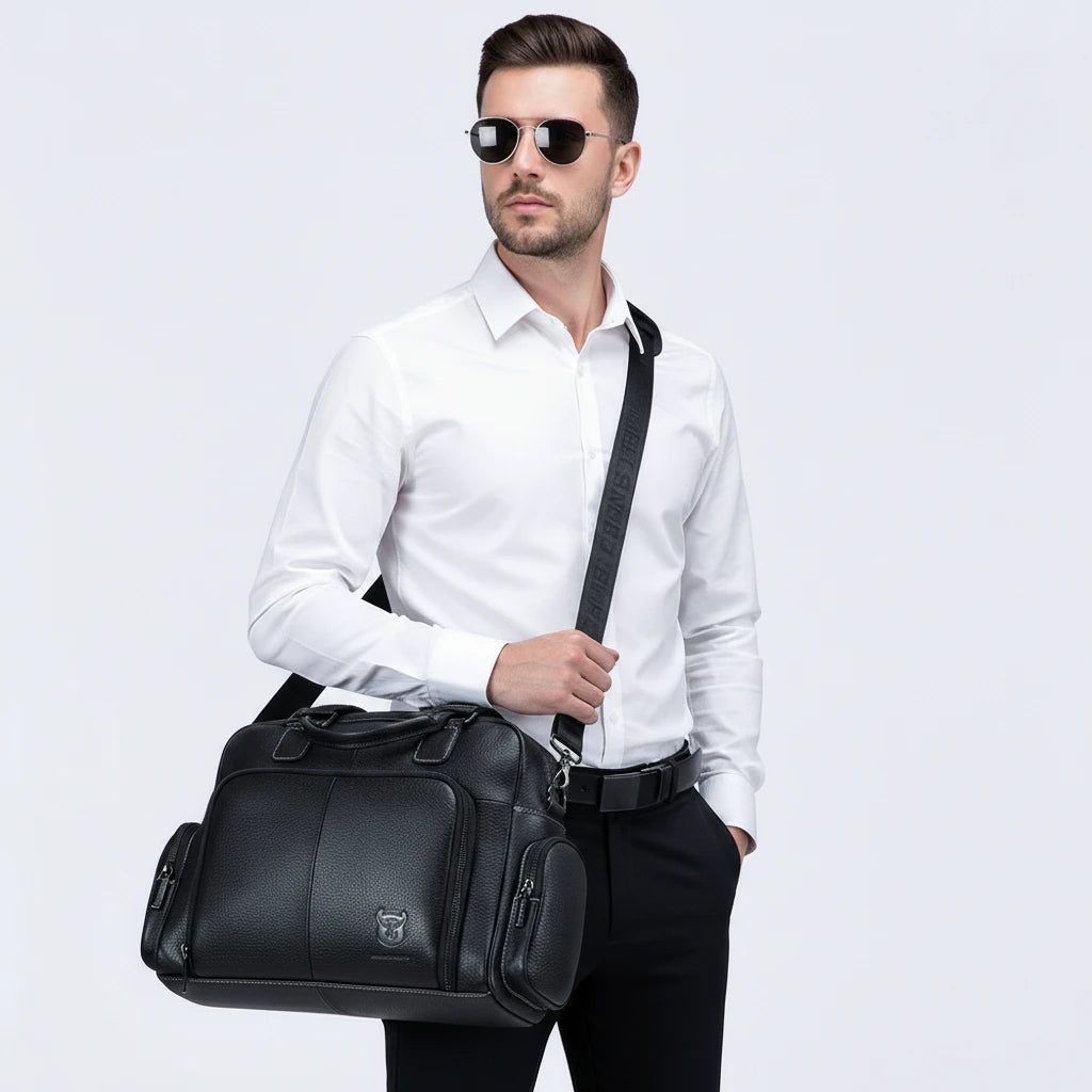 Bolsa De Ombro Masculina em Couro Modelo Ironvault