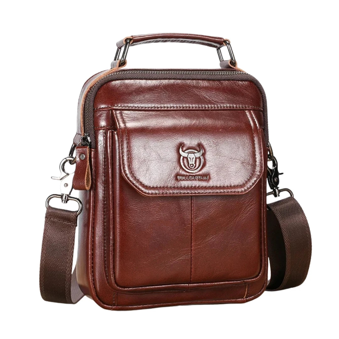 Bolsa Transversal Masculina BullCaptain em Couro Modelo Magnus