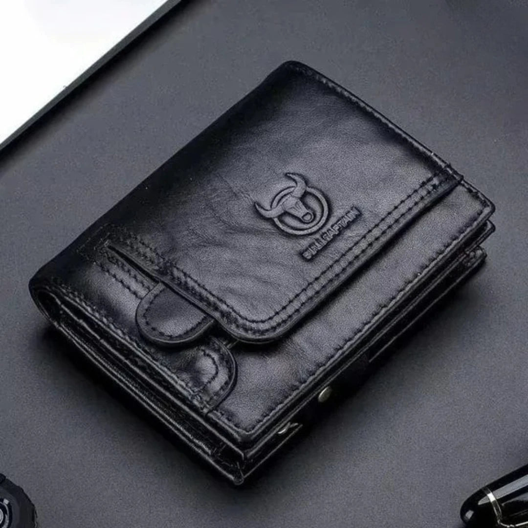 Carteira Masculina Compacta BullCaptain Original em Couro Modelo Forge