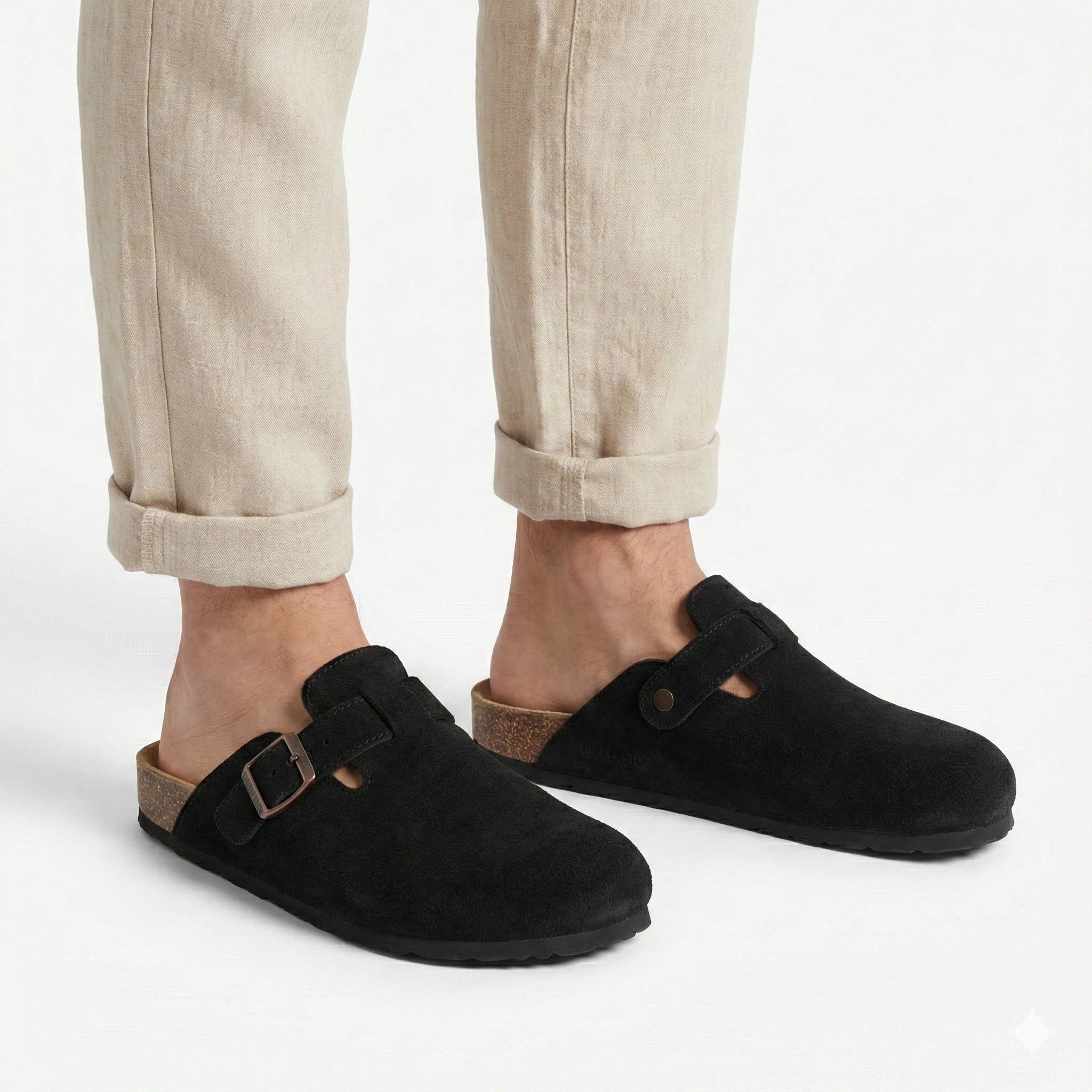 Sandália Papete Masculina em Couro Suede Canyon Preta