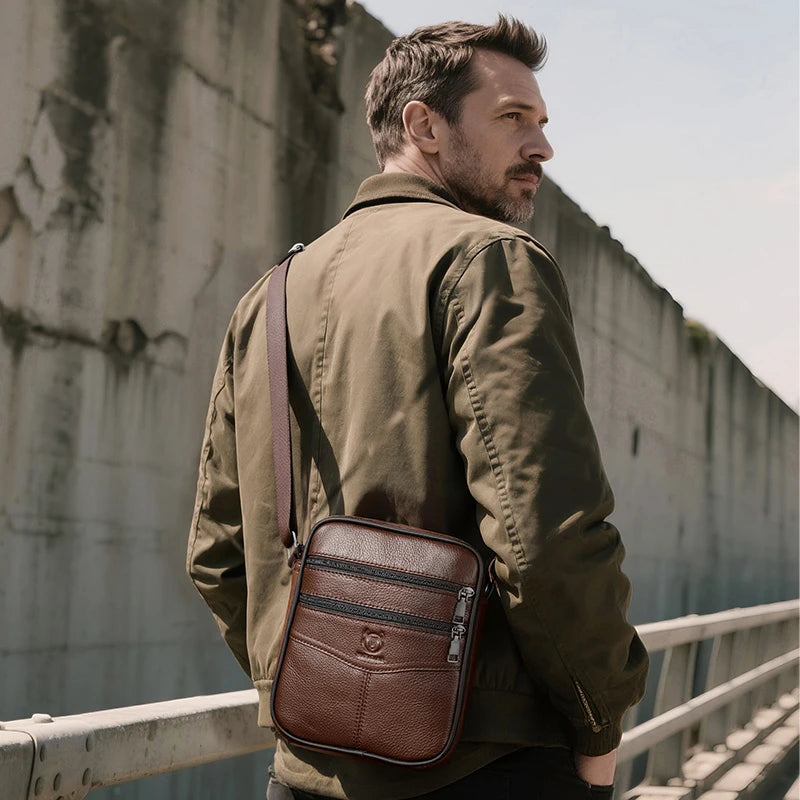 Shoulder Bag Masculina BullCaptain em Couro Modelo Hunter