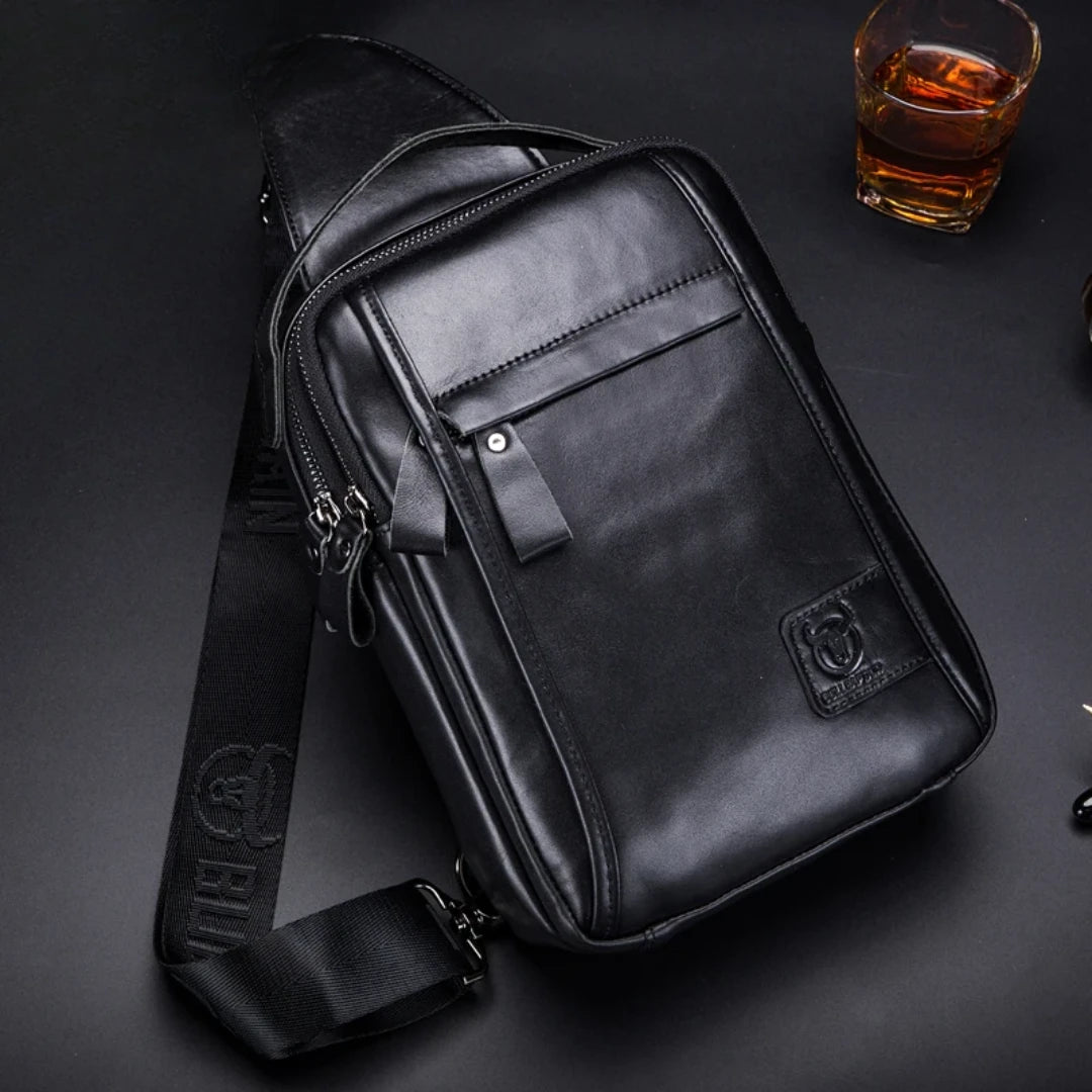 Shoulder Bag Masculina BullCaptain em Couro Modelo Vanguard